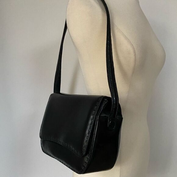 Vintage Desmo Made in Italy Black Leather Shoulder Bag - Picture 7 of 12